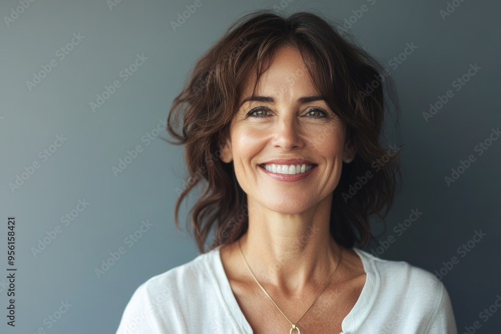 Template for portrait of smiling middle aged woman. Template for portrait of smiling middle aged woman.