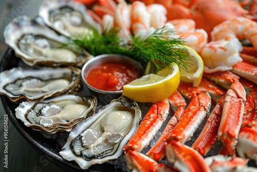 Luxurious Seafood Platter with Oysters, Shrimp, and Crab Legs