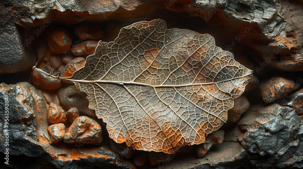 Time Immemorial: Ancient Leaf Fossil Embedded in Stone Time Immemorial: Ancient Leaf Fossil Embedded in Stone