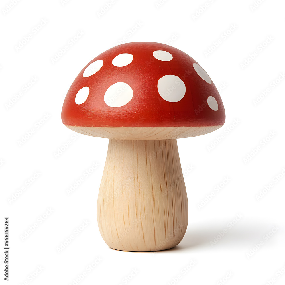 3d mushroom wooden kid toy isolated on white background 3d mushroom wooden kid toy isolated on white background