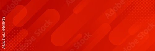Abstract red dynamic banner background with halftone, modern wallpaper. Vector illustration. Suitable for templates, sale banners, events, ads, web, pages and headers