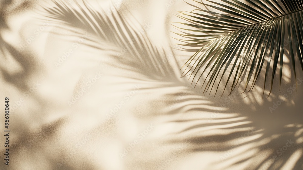Obraz premium Palm Leaf Shadow on Blank Surface