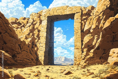 A Stone Archway Leading to a Desert Landscape