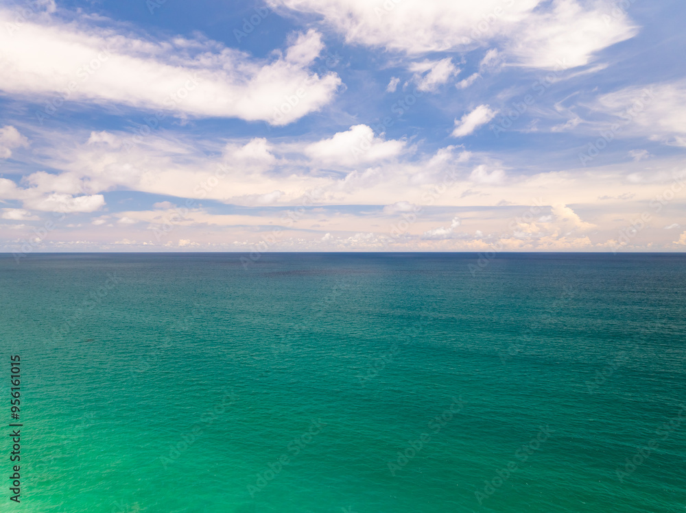 Drone view Beautiful clouds blue sky over sea in high season at Phuket Thailand Drone view Beautiful clouds blue sky over sea in high season at Phuket Thailand