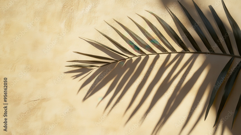 Fototapeta premium Palm Leaf Shadow on Blank Surface