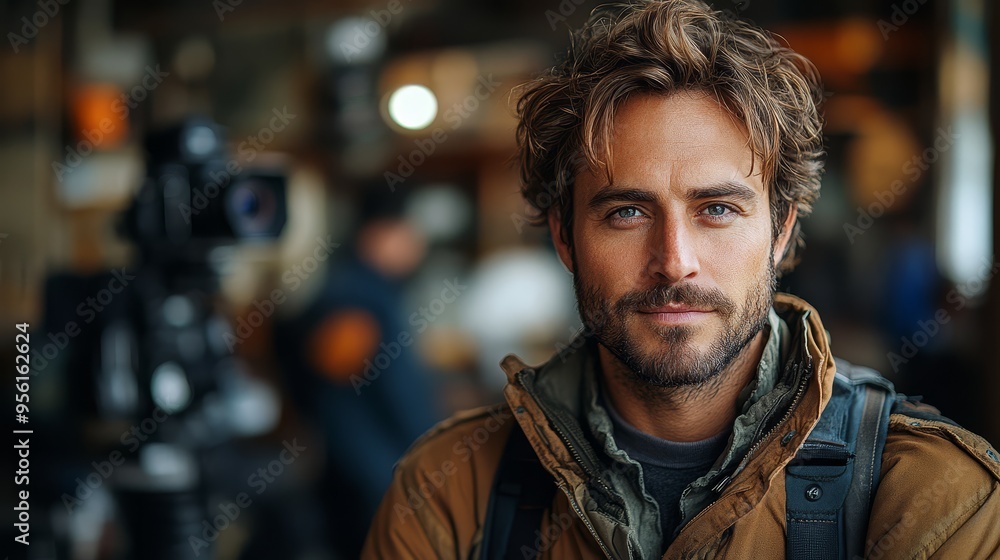 Handsome Man Portrait Film Set Camera Photographer Handsome Man Portrait Film Set Camera Photographer