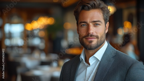 Handsome Man in Suit Restaurant Portrait