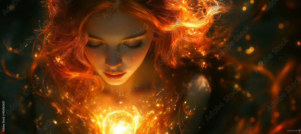 Portrait of a beautiful red-haired girl. fantasy Portrait of a beautiful red-haired girl. fantasy