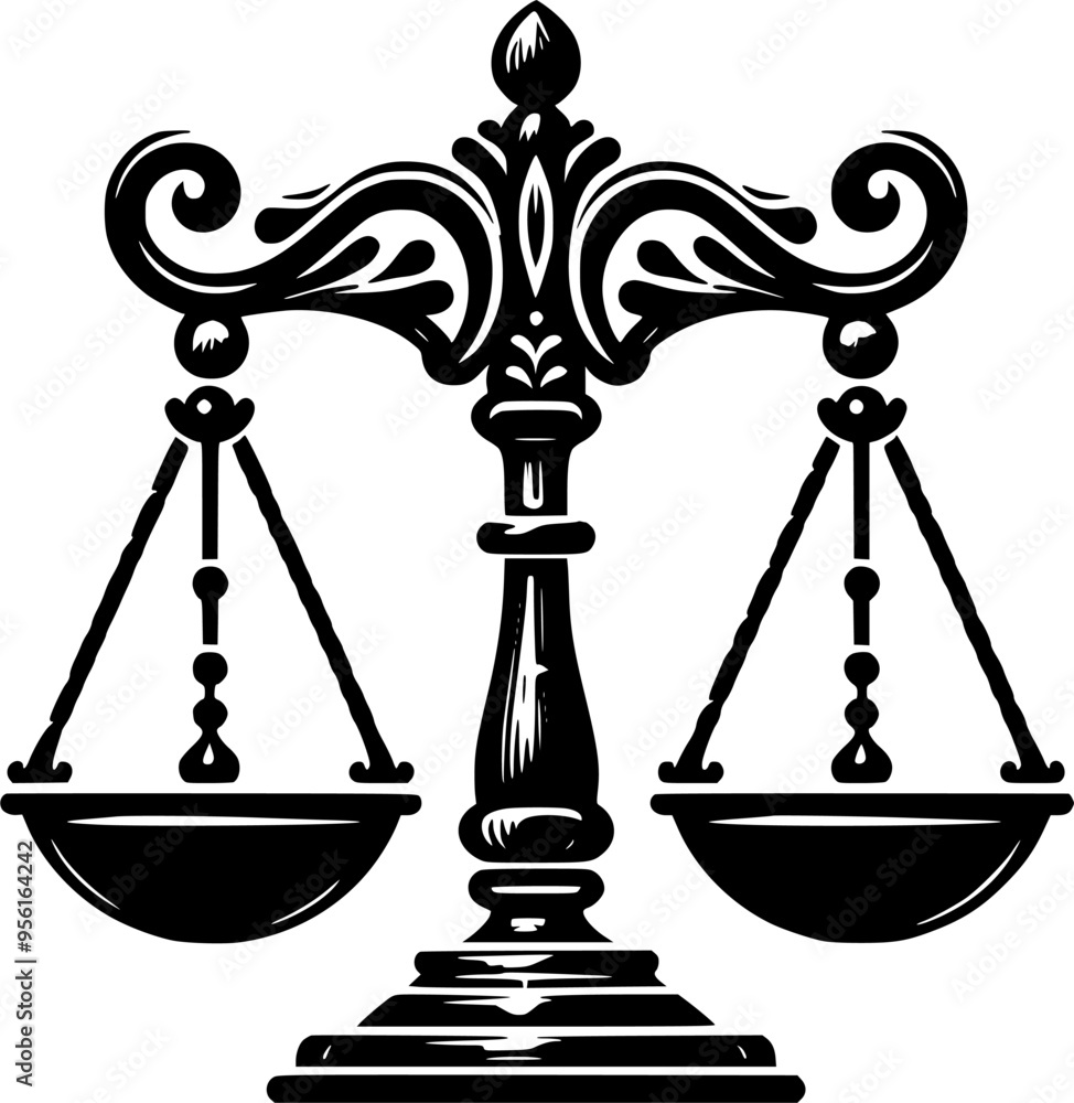 Balance scales of justice and law isolated vector icons. Black symbols of legal court, lawyer and judge with retro weight balances with vintage decorative stands, scale.eps Balance scales of justice and law isolated vector icons. Black symbols of legal court, lawyer and judge with retro weight balances with vintage decorative stands, scale.eps