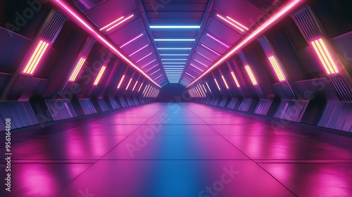 Neon-Lit Futuristic Tunnel