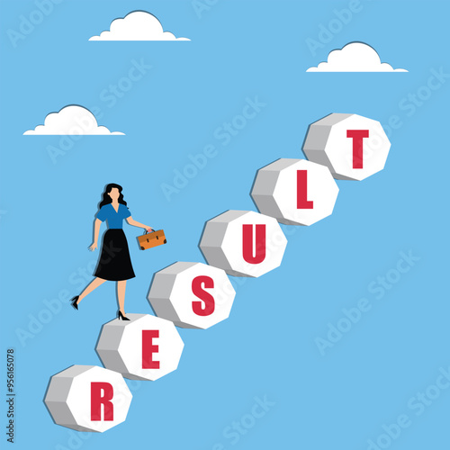 Woman runs up the ladder of effectiveness