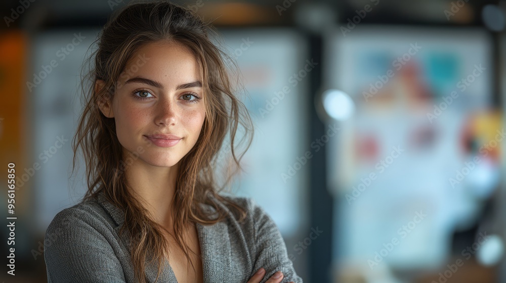 Confident Young Woman Portrait with Soft Focus Background Confident Young Woman Portrait with Soft Focus Background