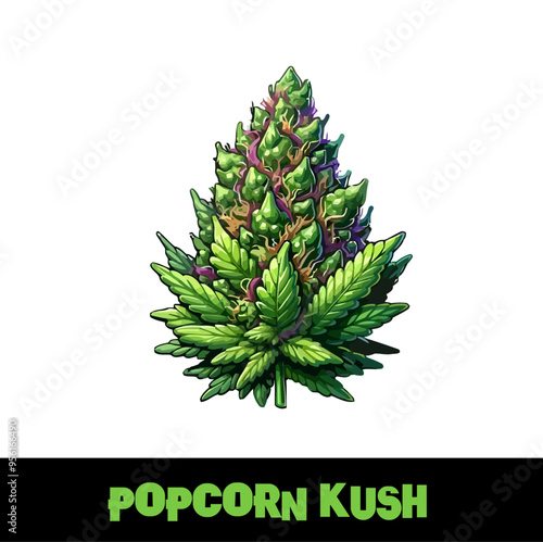 Vector Illustrated Popcorn Kush Cannabis Bud Strain Cartoon