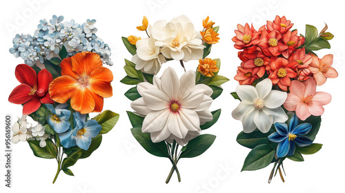 Vintage Floral Bouquet Clipart Set