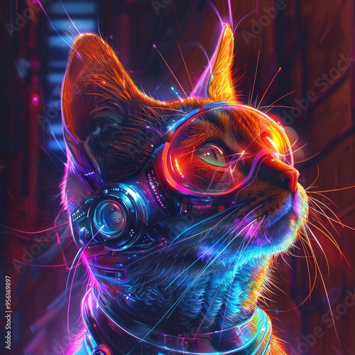 Cyberpunk Cat in Goggles