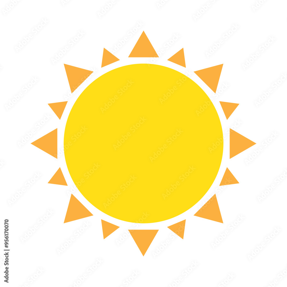 Sun icon in flat style, simple yellow sun. Sun icon in flat style, simple yellow sun.