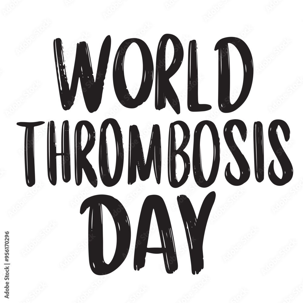 World Thrombosis Day text lettering. Hand drawn vector art. World Thrombosis Day text lettering. Hand drawn vector art.