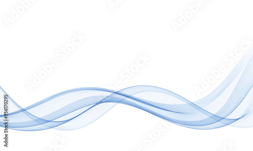 Blue transparent smoky wave flow,abstract wave background,design element.