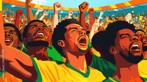 Euphoric Fans at a Soccer Match