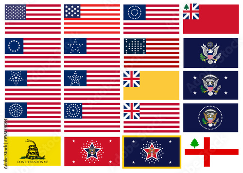 US American Historic Flags Vector Pack
