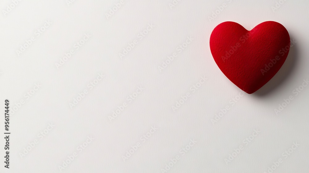 A red heart on a white surface A red heart on a white surface
