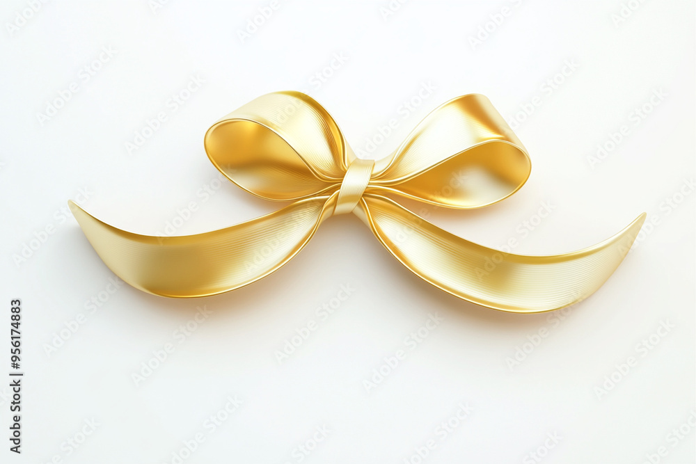 Luxury Gold Ribbon 3D Emoji on white background Luxury Gold Ribbon 3D Emoji on white background