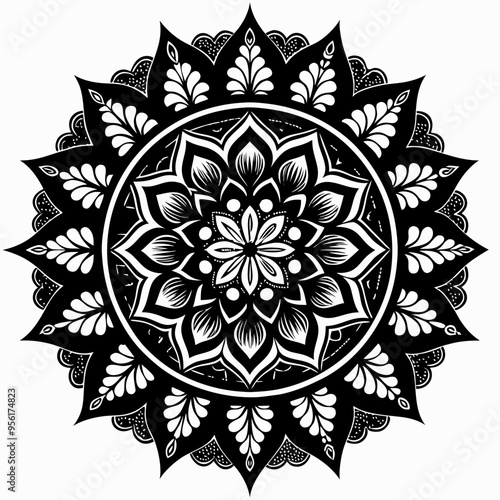 Silhouette black mandala design