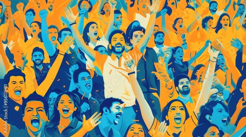 A Crowd of Joyful Fans Celebrating a Victory