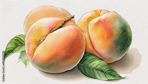 Watercolor illustration of Peaches
