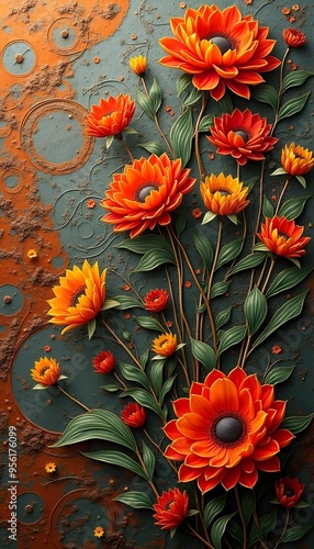 A vibrant abstract artwork filled with a multitude of flowers