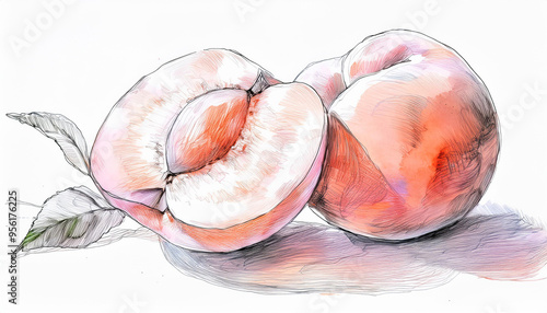 Watercolor illustration of Peaches

