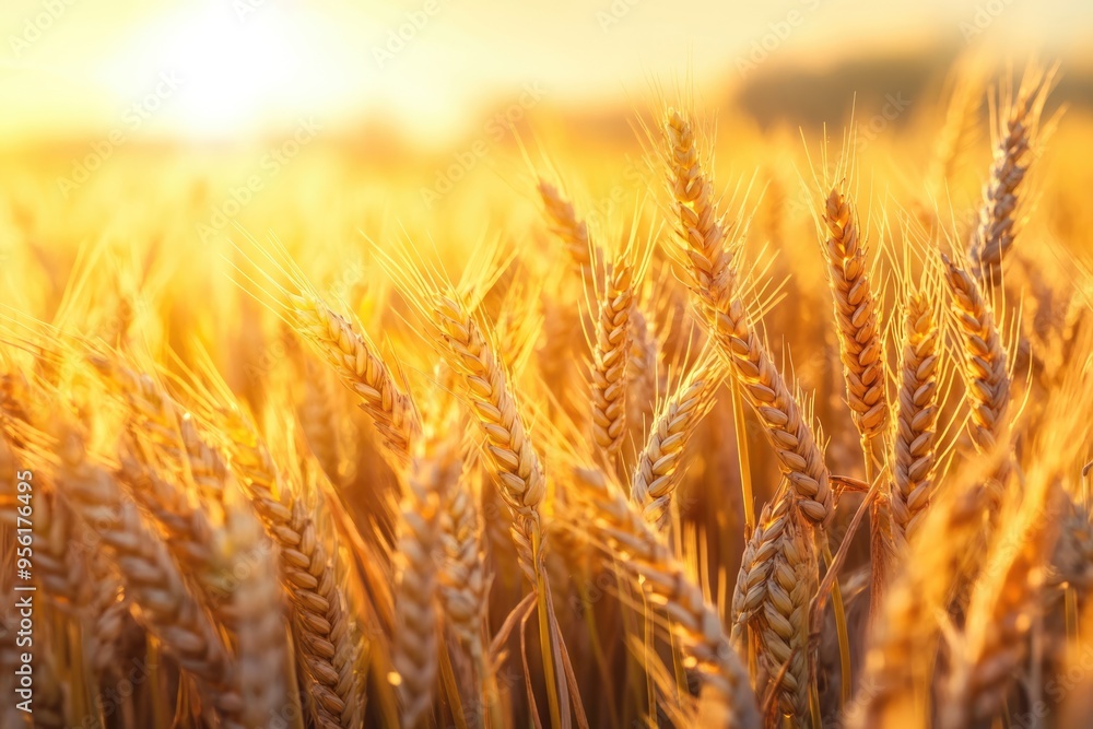 Close up of ripe wheat in summer field at sunset. Close up of ripe wheat in summer field at sunset.