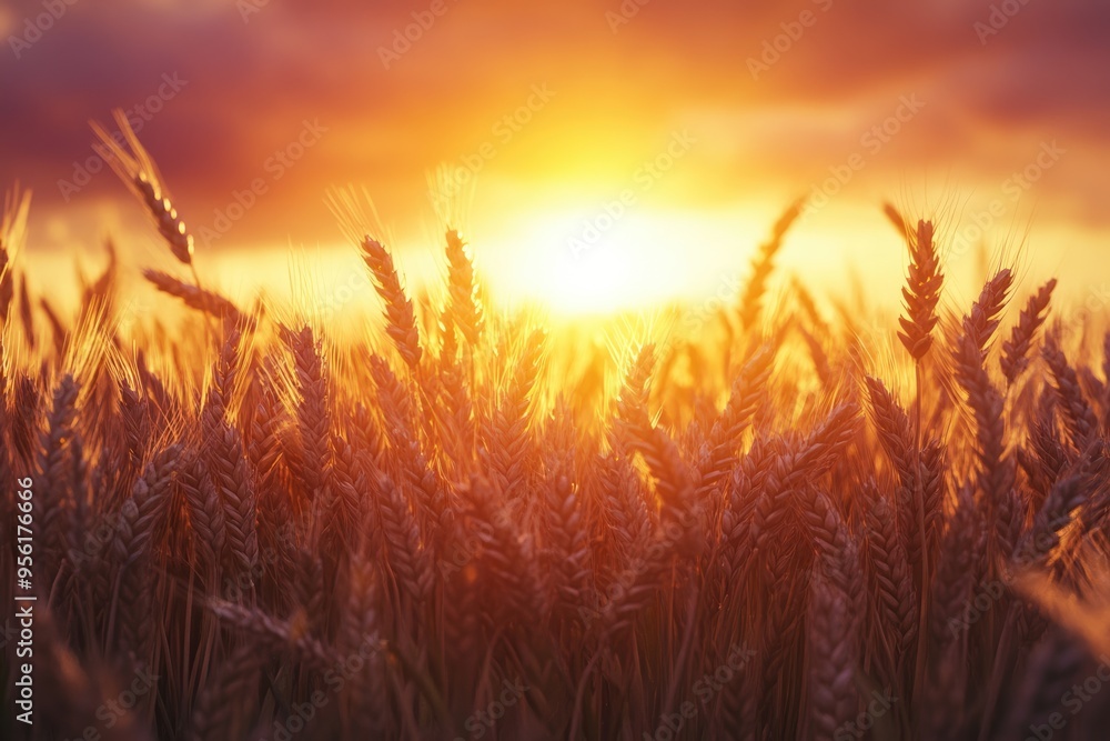 Ripe wheat at sunset. Landscape. Ripe wheat at sunset. Landscape.