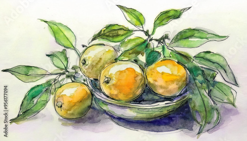 Watercolor illustration of orange
