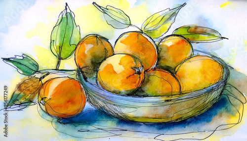 Watercolor illustration of orange
