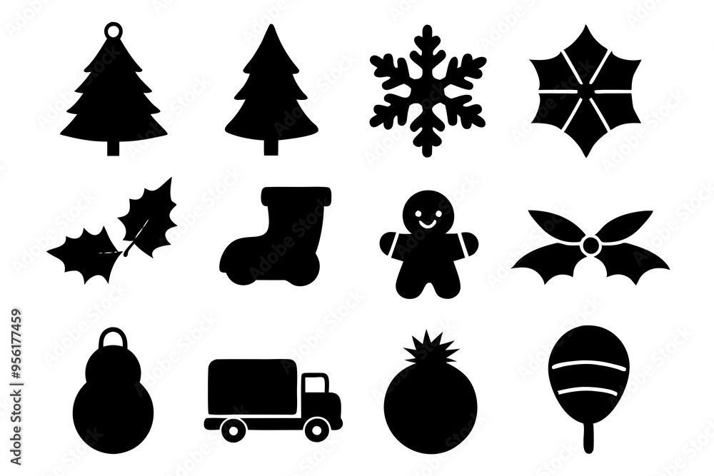 Set of Christmas decoration Vector Icons illustration Set of Christmas decoration Vector Icons illustration