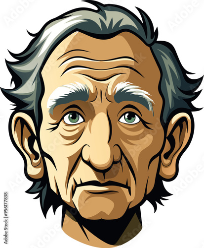 Senior man with white beard and grey hair looking forward-