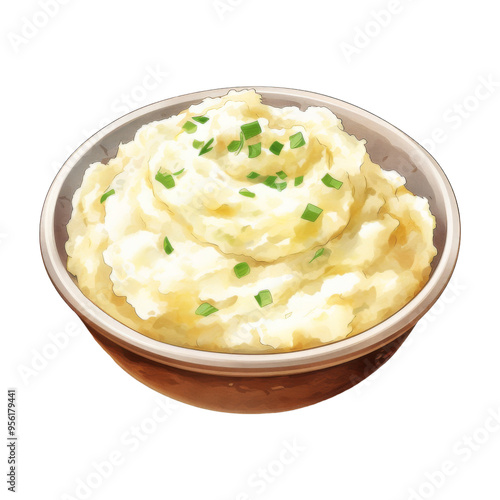 Watercolor Mashed Potatoes Isolated on a Transparent Background