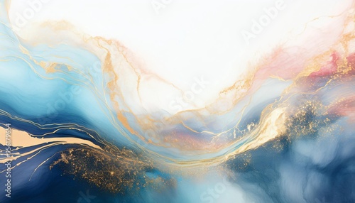 抽象 芸術 大理石 青 白 ピンク 金 渦巻き 豪華 流動性 絵の具 テクスチャー 優雅 キャンバス 混色 顔料 流れる 動き 模様 色彩