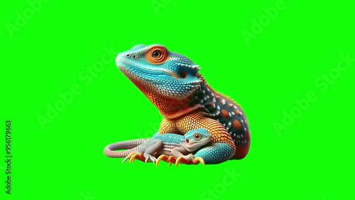 Green Screen Popup of an Agama photo