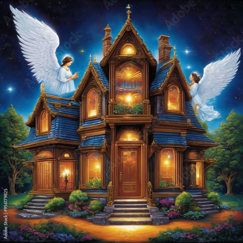 Cosmic House with Angels: Experience a Divine Cosmic Retreat with Heavenly Décor and Angelic Guidance.