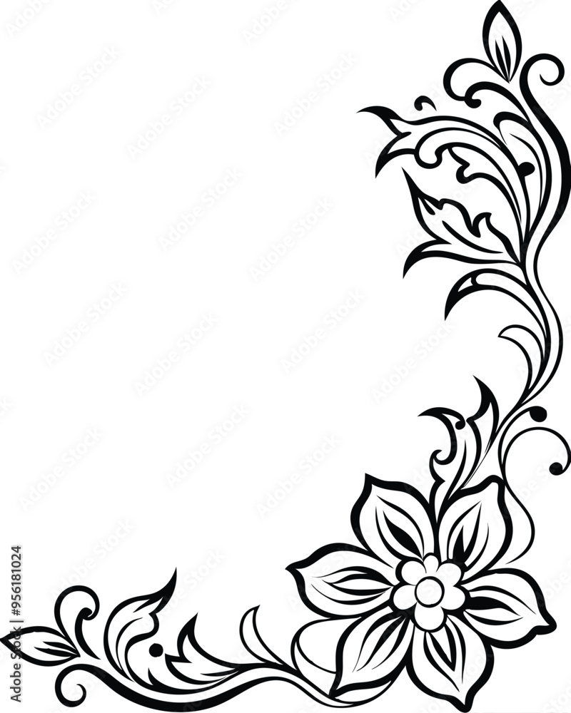 Corner Flower Border Line Art Outline Illustration, Simple and Elegant Floral Design, Isolated on White Background, Perfect for Invitations, Greeting Cards, and Decorative Projects in High-Resolution Corner Flower Border Line Art Outline Illustration, Simple and Elegant Floral Design, Isolated on White Background, Perfect for Invitations, Greeting Cards, and Decorative Projects in High-Resolution