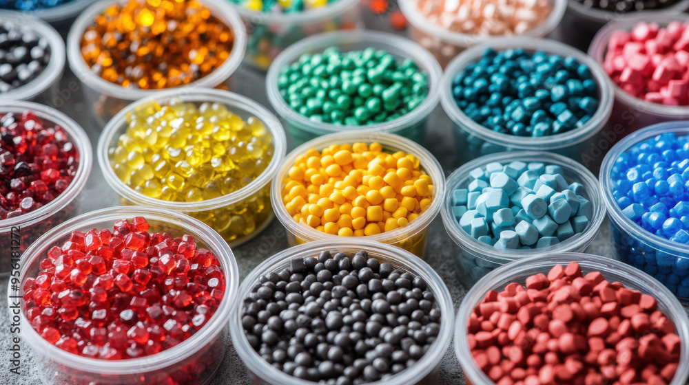 Colorful Beads in Jars. Colorful Beads in Jars.