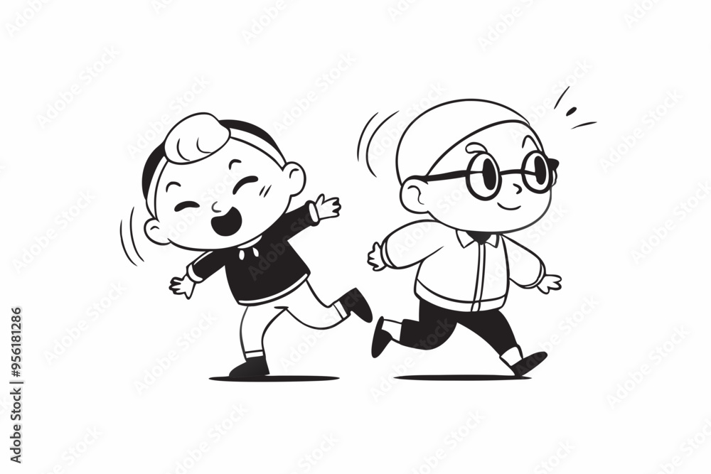 Two children walking silhouette vector illustration
Two children walking silhouette vector illustration