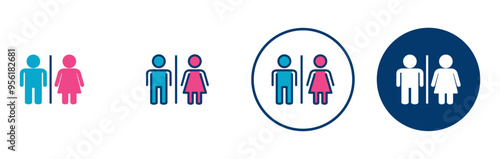 Toilet icon vector isolated on white background. Toilet sign. Man and woman restroom sign vector. Male and female icon