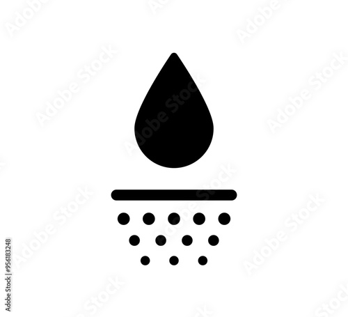 Water absorbent icon. Skin deep hydration symbol. Face care effect. Moisturizing skin icon. Water drop absorb sign. Vector illustration isolated on white background.