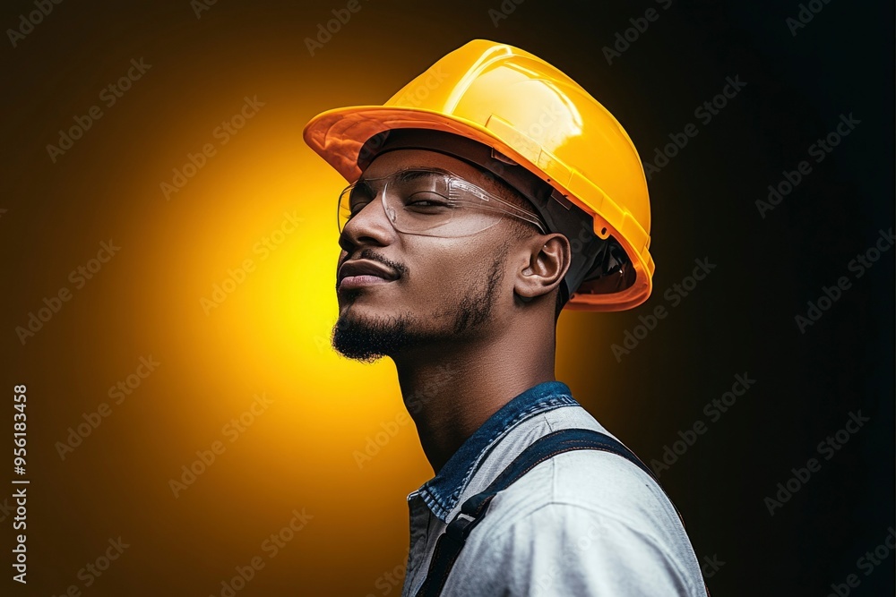 Portrait of a Construction Worker Wearing a Yellow Hard Hat Portrait of a Construction Worker Wearing a Yellow Hard Hat