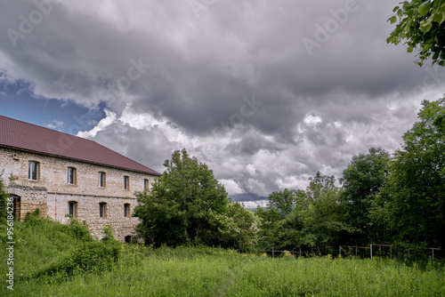 Landscape overlooking the mothballed construction of the monastery hostel. photo