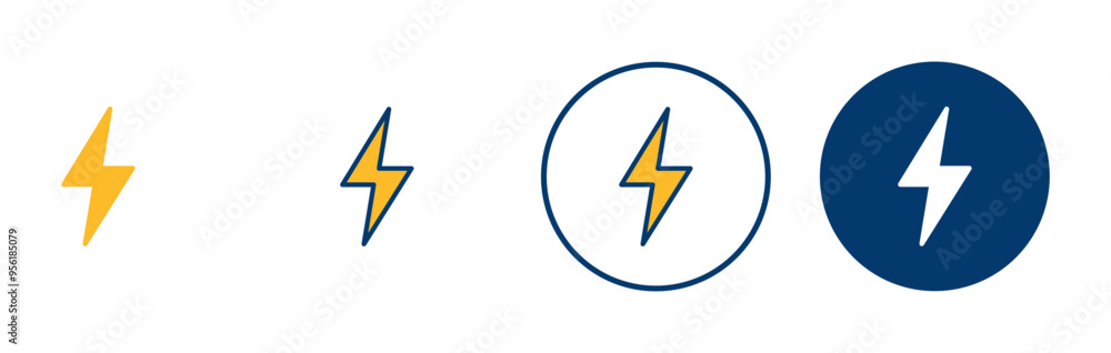 Lightning icon vector isolated on white background. Bolt icon vector. Energy and thunder electric icon Lightning icon vector isolated on white background. Bolt icon vector. Energy and thunder electric icon