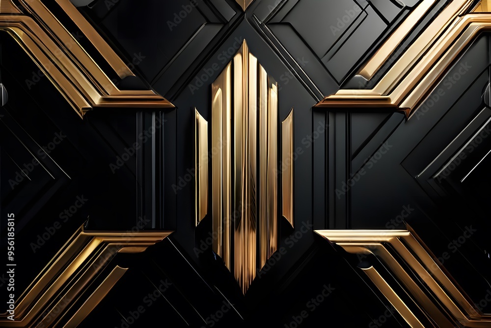 Fototapeta premium 3D Abstract black and golden background
